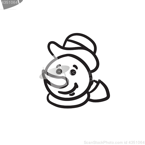 Image of Snowman head sketch icon.