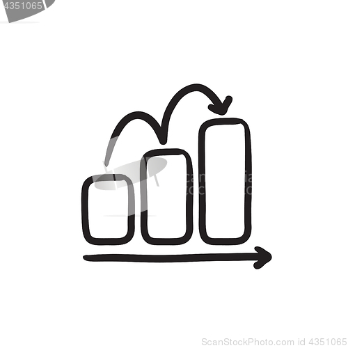 Image of Bar chart upward sketch icon.