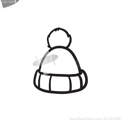 Image of Knitted hat sketch icon.
