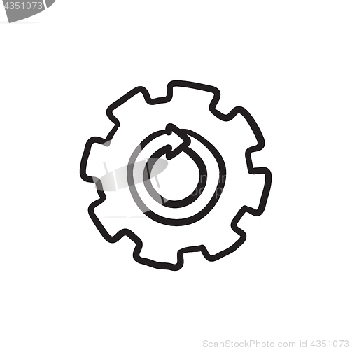 Image of Gear wheel with arrow sketch icon.