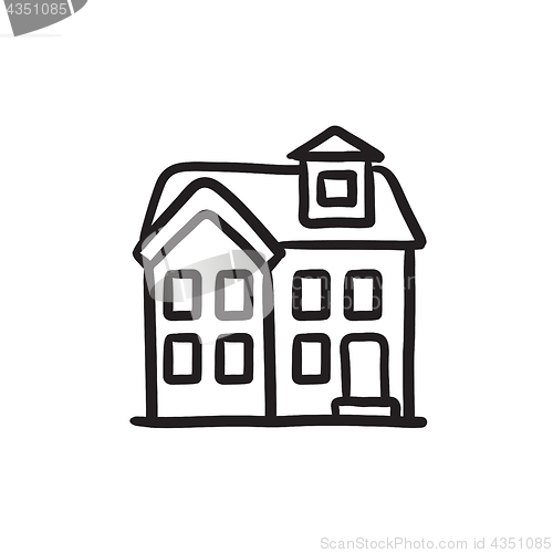 Image of Two storey detached house sketch icon.