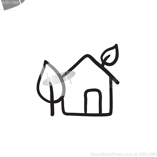 Image of Eco-friendly house sketch icon.