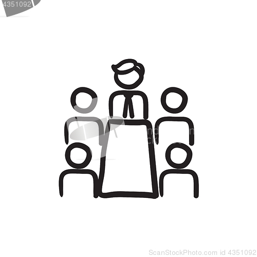 Image of Business meeting in the office sketch icon.