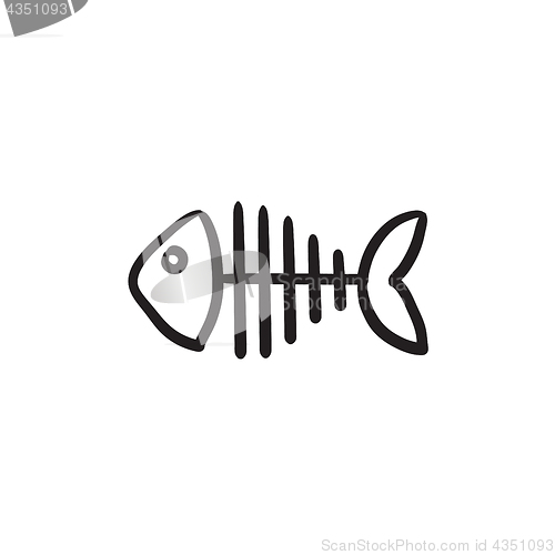 Image of Fish skeleton sketch icon.