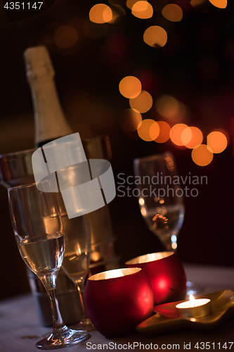 Image of champagne on a wooden table