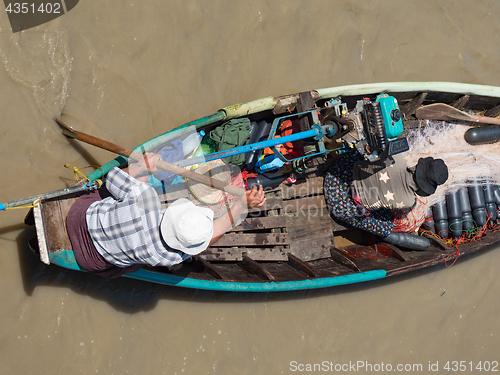 Image of Fishing vessel on Dala River, Myanmar