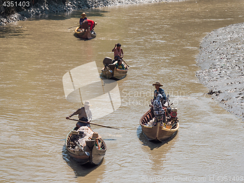 Image of Fishing vessels on Dala River, Myanmar