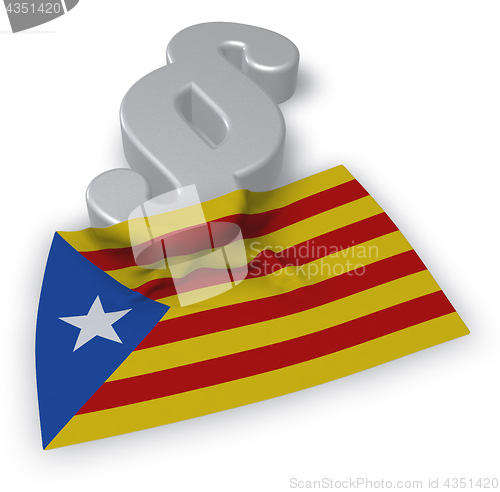 Image of flag of catalonia and paragraph symbol - 3d illustration