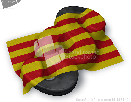 Image of flag of catalonia and paragraph symbol - 3d illustration