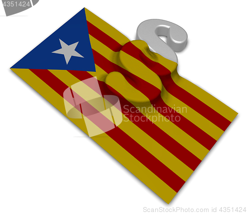 Image of flag of catalonia and paragraph symbol - 3d illustration