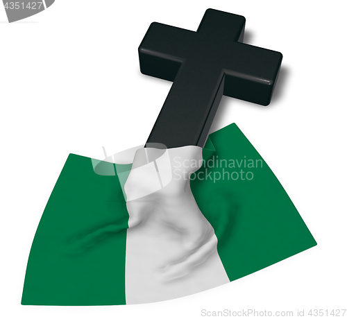 Image of christian cross and flag of nigeria - 3d rendering