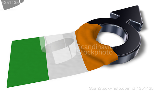 Image of mars symbol and flag of ireland - 3d rendering