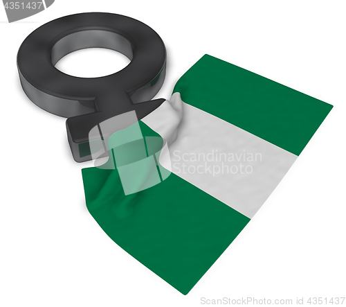 Image of female symbol and flag of nigeria - 3d rendering
