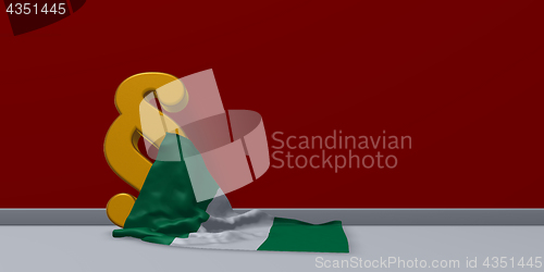 Image of flag of nigeria and paragraph symbol - 3d illustration