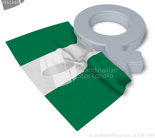 Image of female symbol and flag of nigeria - 3d rendering