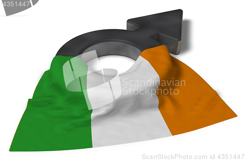 Image of mars symbol and flag of ireland - 3d rendering