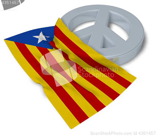 Image of peace symbol and flag of catalonia - 3d rendering