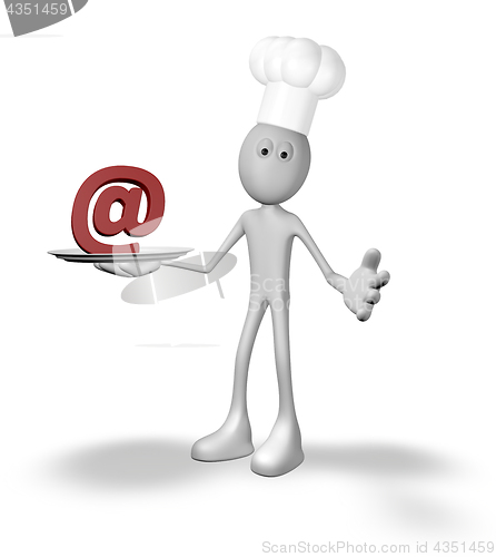 Image of cook guy presents email alias on plate