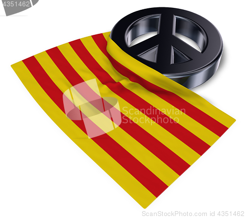 Image of peace symbol and flag of catalonia - 3d rendering