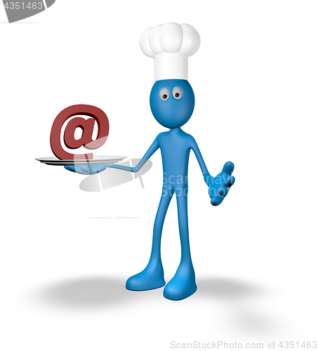 Image of cook guy presents email alias on plate