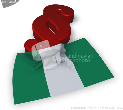 Image of flag of nigeria and paragraph symbol - 3d illustration