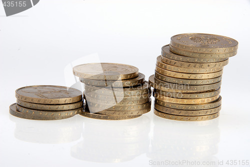 Image of coins on white