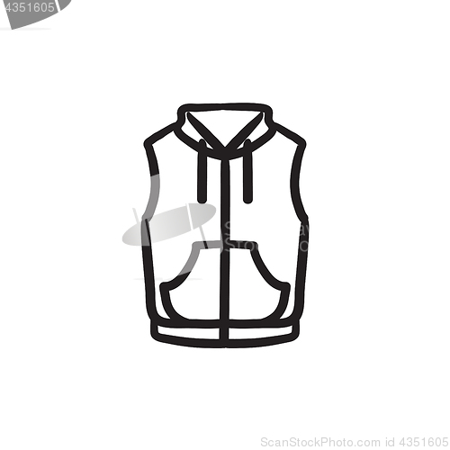 Image of Vest down jacket sketch icon.