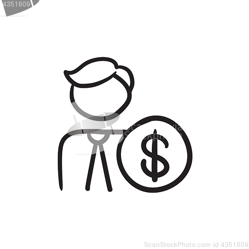 Image of Man with dollar sign sketch icon.