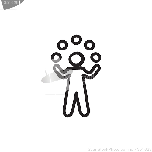 Image of Man juggling with balls sketch icon.