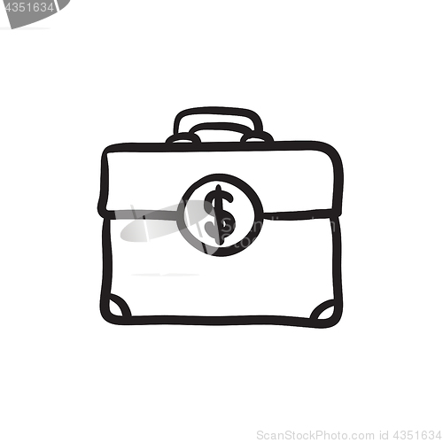 Image of Suitcase with dollar symbol sketch icon.