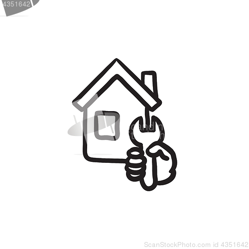 Image of House repair sketch icon.