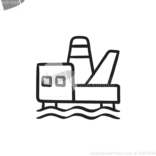 Image of Offshore oil platform sketch icon.