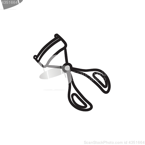 Image of Eyelash curler sketch icon.