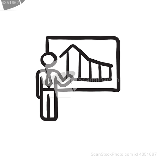 Image of Businessman with infographic sketch icon.