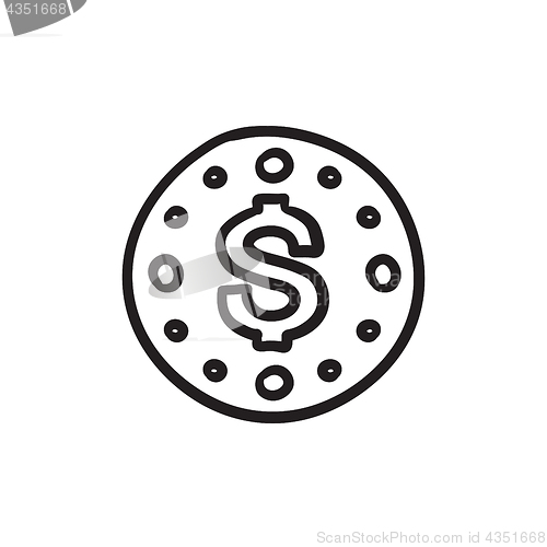 Image of Wall clock with dollar symbol sketch icon.