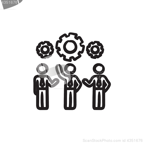 Image of Businessmen under the gears  sketch icon.