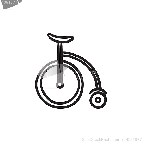 Image of Circus old bicycle sketch icon.