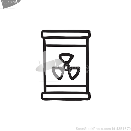 Image of Barrel with ionizing radiation sign sketch icon.