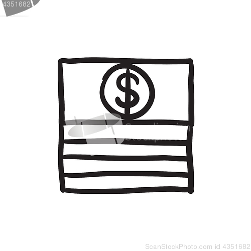 Image of Stack of dollar bills sketch icon.