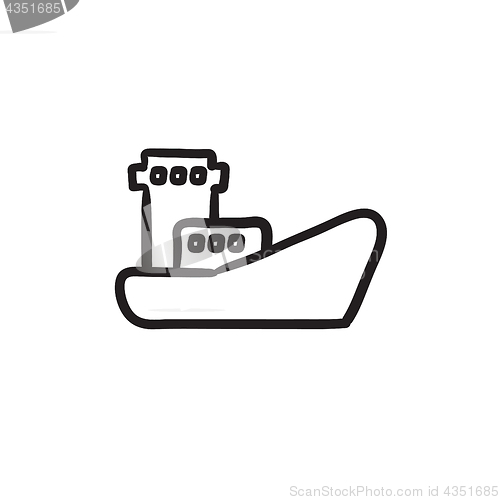 Image of Cargo container ship sketch icon.