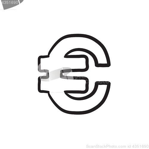 Image of Euro symbol sketch icon.