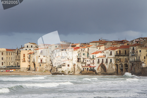 Image of European Coastal travel townof Cefalu in Sicily, Italy.