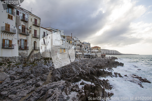 Image of European Coastal travel townof Cefalu in Sicily, Italy.