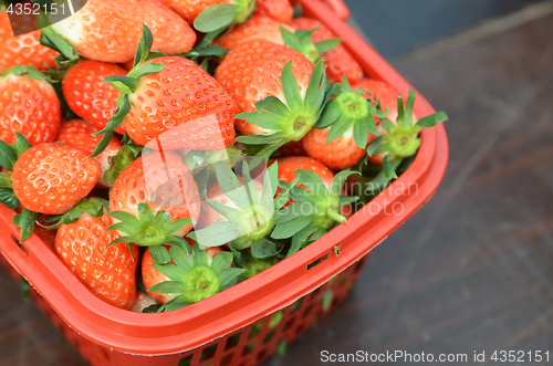 Image of Closeup on strawberries in basket