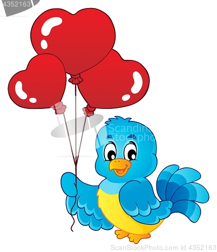 Image of Bird with heart shaped balloons theme 1