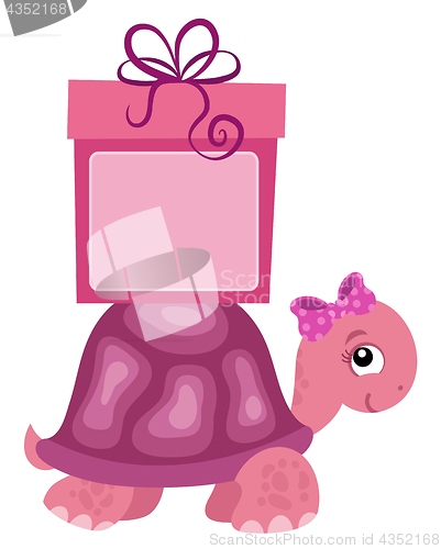 Image of Pink turtle with gift