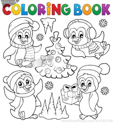 Image of Coloring book Christmas penguins 1