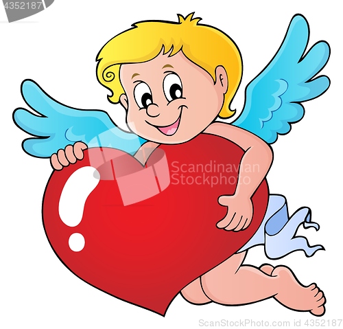 Image of Cupid holding stylized heart image 1