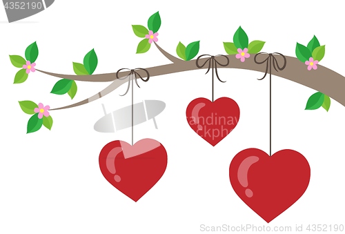 Image of Branch with stylized hearts theme 1