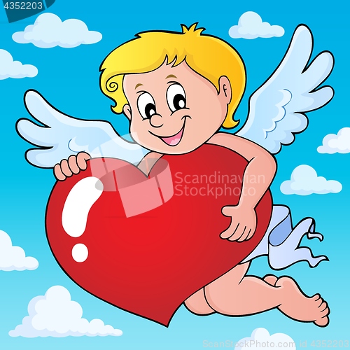Image of Cupid holding stylized heart image 2
